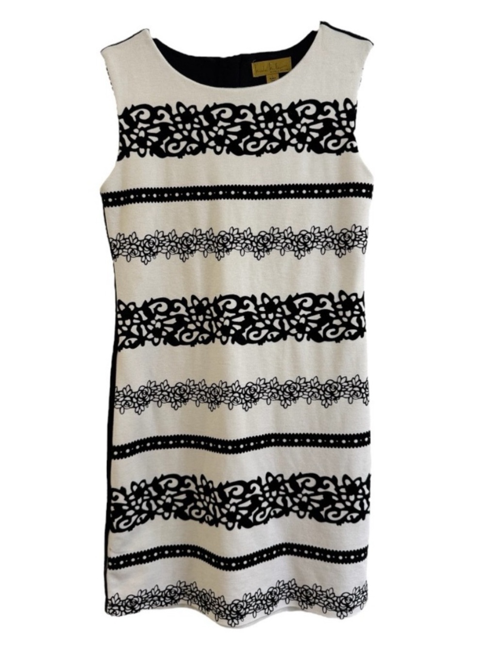 Nicole Miller Girls Sleeveless Black & White Lace-Stripe Shift Dress - Size L!!